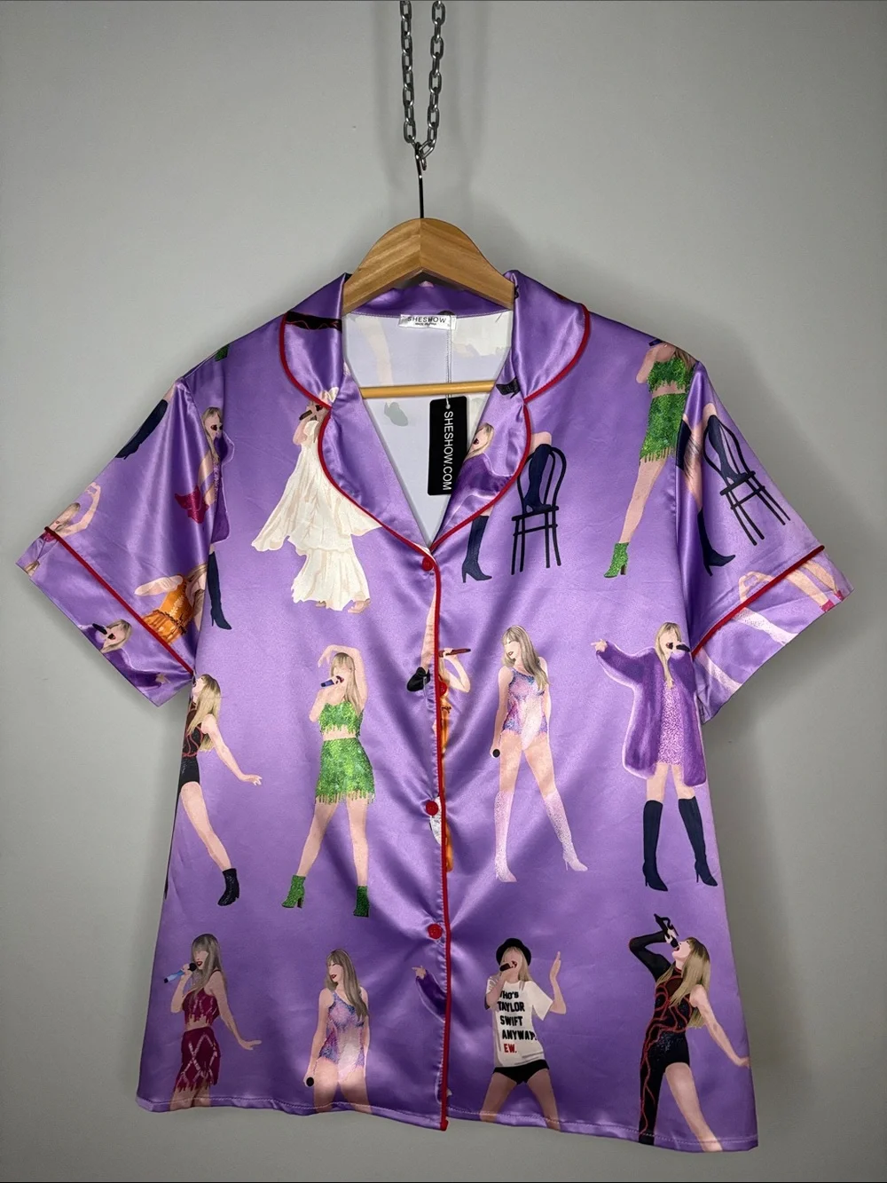 Taylor Swift Eras Tour Satin Pajama Set Lavender Size Small